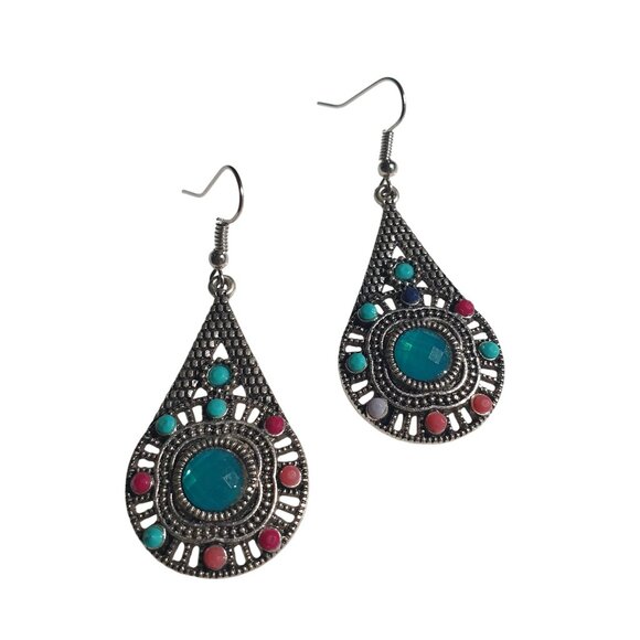 Bohemian Teardrop Dangle Women Earrings Colorful Acrylic Beach Core Fashion - Picture 5 of 7